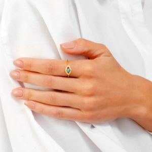 - Adornia 14k gold plated turquoise and swarvoski crystal accented evil ey…